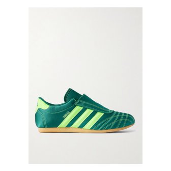 아디다스 태권도 스트라이프 가죽 트리밍 새틴 스니커즈 다크 그린 1647597358657118