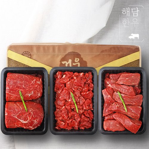 [냉장][해담한우] 1등급 한우 감사정육세트 2호 [불고기500g+국거리500g+장조림500g]