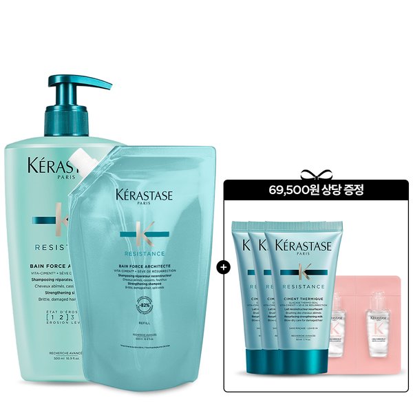 [5월] 세트 방 포스 아키텍트 샴푸 1L (본품 500ml + 리필 500ml)[손상 모발용]