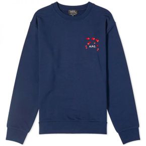 우먼 A.P.C. 아페쎄 Valentines 로고 크루 스웨트 - 블루 COEIP-M27895-IAK