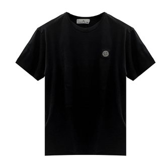 스톤아일랜드 로고 패치 반소매 티셔츠/블랙/791524113 A0029