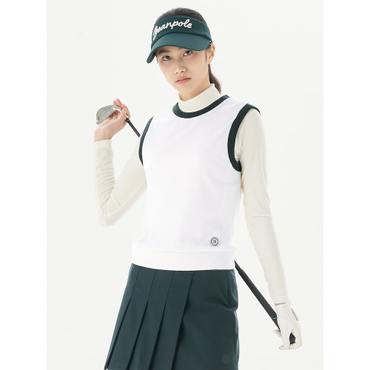 빈폴골프 (BJ3951A101) 여성 울혼방 방풍 니트 베스트 - 화이트
