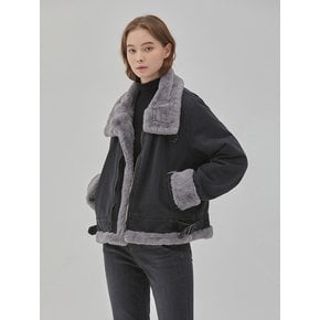 DENIM MINK ECO FUR JACKET BLACK