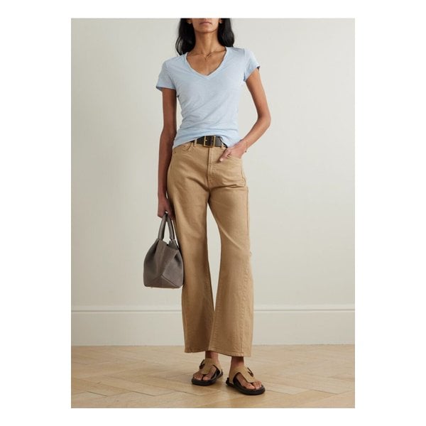 캐주얼 슬럽 코튼 저지 티셔츠 라이트 블루 1647597359785118