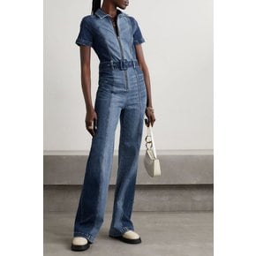 Gorgeous belted paneled denim jumpsuit 블루 1647597351734055