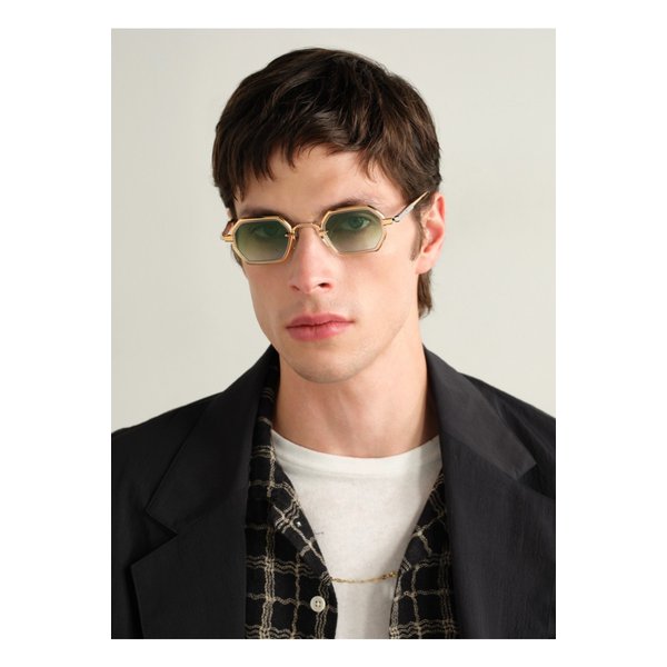 하다르 T 헥사곤 프레임 골드 실버톤 티타늄 선글라스 46376663162997866