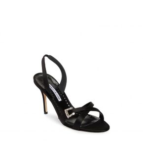 4868924 Manolo Blahnik Ramisli Crystal Buckle Slingback Sandal