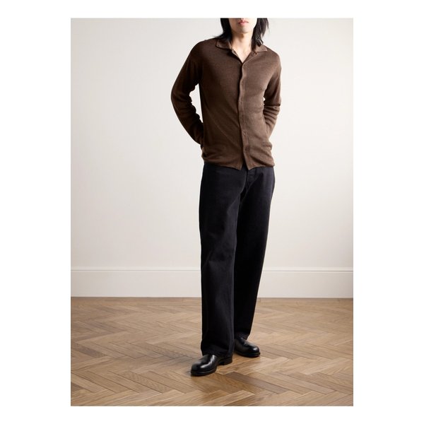 로드 골지 리넨 실크 혼방 셔츠 브라운 1647597340365065