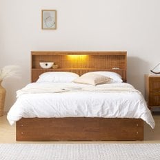  로체 템바보드 LED 원목 수납 슈퍼싱글 침대 프레임 SS