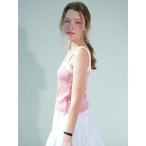 Summer Square Color Matching Knit Sleeveless (Pink)