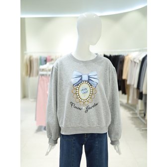 올리브데올리브 [여주점] 여성 리본 프린팅 진주 소매 티셔츠 YW5SE757