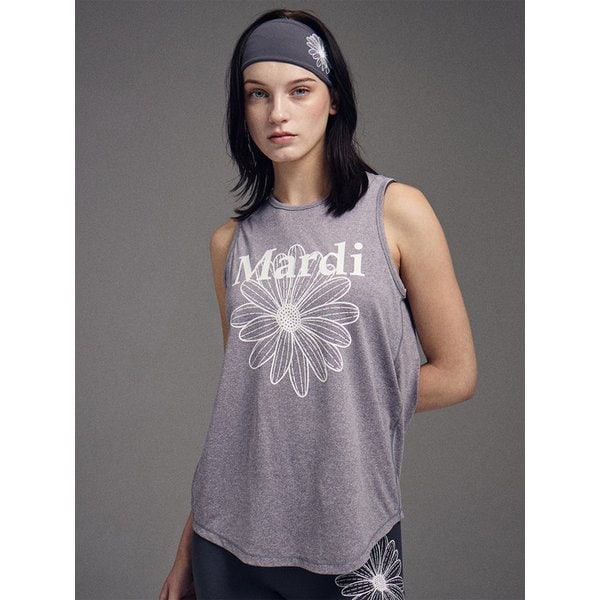 AIRLIFT sleeveless tank top flowermardi_MELANGEGREY IVORY