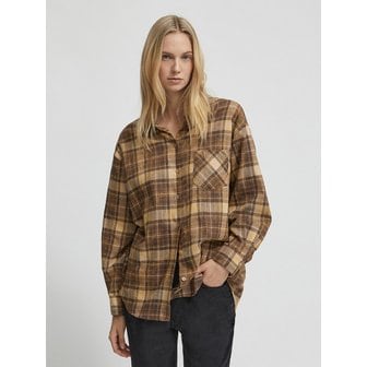 레이디볼륨 OVER FIT TARTAN CHECK POCKET SHIRT_BROWN