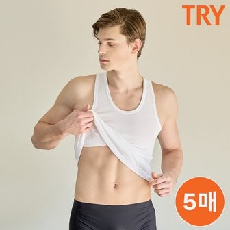 TRY 남성 순면 민소매 런닝 5매 세트