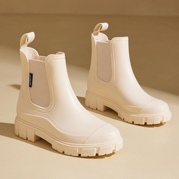 [옷자락] 여자 여름 장마 블랙 베이지 숏 앵클 방수 레인부츠