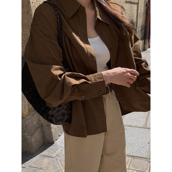 빌라 워싱 박시셔츠_KHAKI BROWN