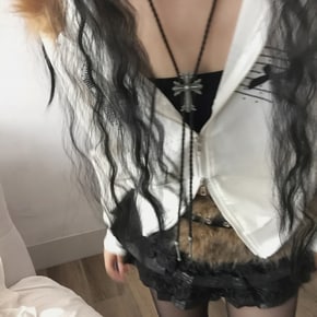 y2k 키치 별스타 퍼후드 집업2color
