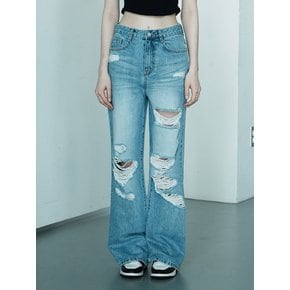 W1050 DAMAGE WIDE DENIM PANTS_MEDIUM BLUE