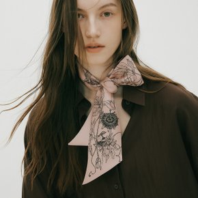 Botanic Garden Long Twilly Silk Scarf - Rose