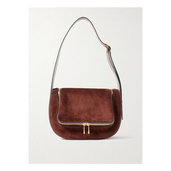 베레 가죽 스웨이드 숄더 백 브라운 46376663162892985