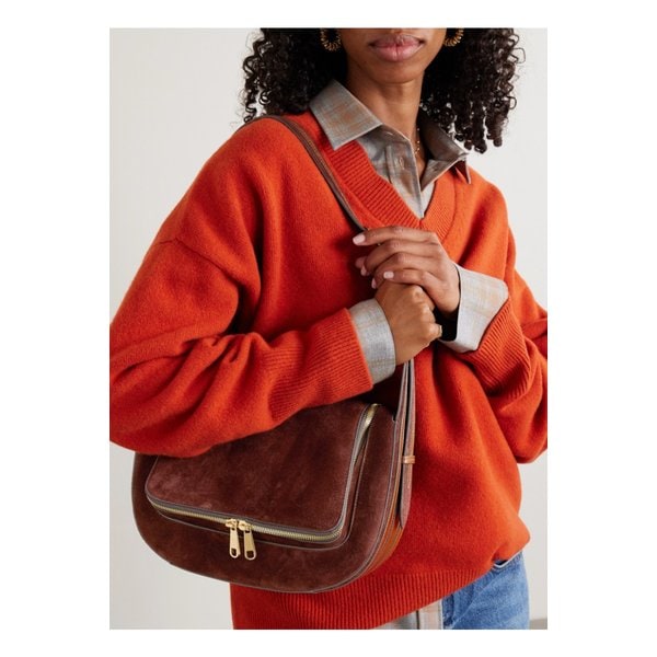 베레 가죽 스웨이드 숄더 백 브라운 46376663162892985