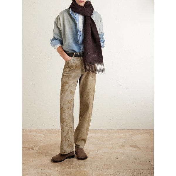 비니 프린지 로고 자수 알파카 울 블렌드 스카프 46376663162970031