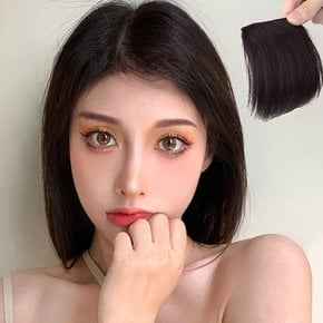 옆머리 똑딱이 부분가발 다크브라운 앞머리 헤어피스