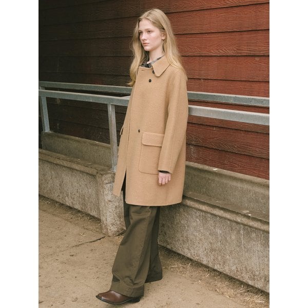 WOOL HALF HANDMADE COAT WITH OUT POCKET_BEIGE