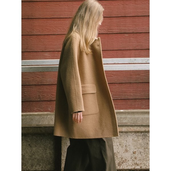 WOOL HALF HANDMADE COAT WITH OUT POCKET_BEIGE
