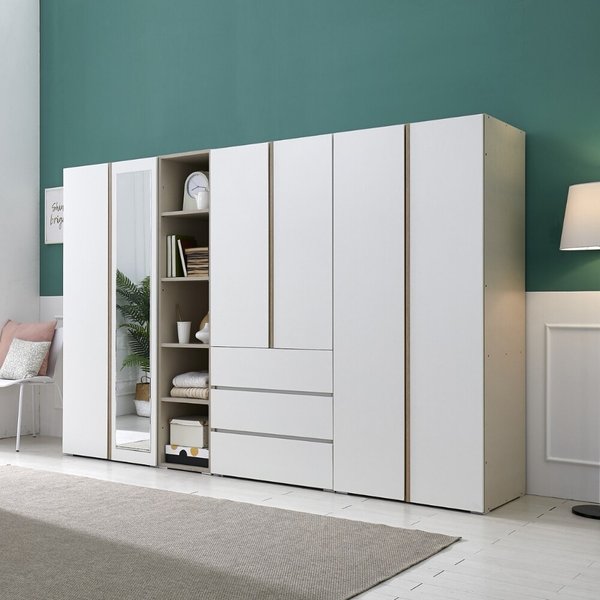 [동서가구] 이즈 클래스 2800 옷장 세트 전신거울 DF923163