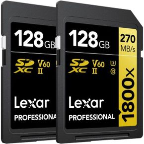 미국 렉사 sd카드 Lexar Professional 1800x SDXC UHSII Card Gold Series 128GB 2Pack 1539306