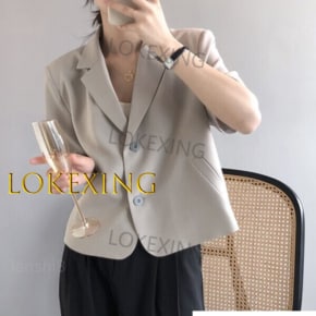 여성 캐주얼 반팔 숏 자켓 여름 슬림 정장 블레이저 ~4XL