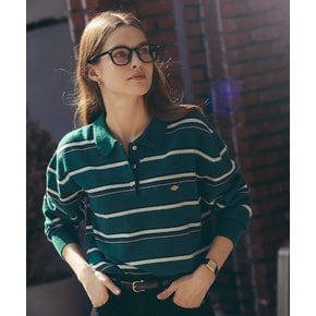 Color mixed wool polo knit_Green