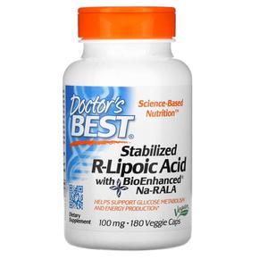 미국직구 Doctor`s Best 닥터스베스트 알리포산 알파리포산 BioEnhanced Na-RALA 100mg 180식물