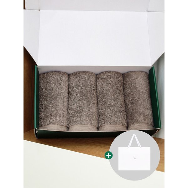 1퍼센테이지 브라운빈 200g 40수 코마사 타올 4P 선물세트