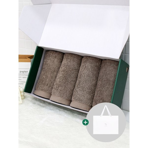 1퍼센테이지 브라운빈 200g 40수 코마사 타올 4P 선물세트
