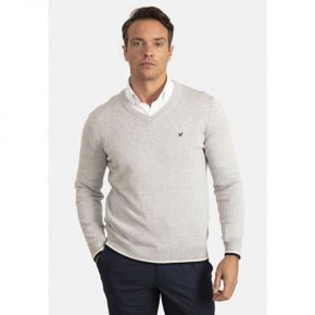 4455904 Williot ARM PACTH DETAIL V-NECK - Jumper grey melange