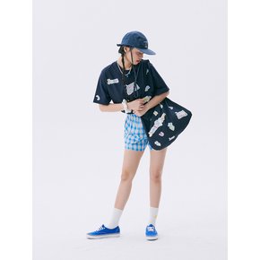 Floral Check Banding Shorts_Blue