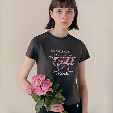 로라로라 ROLA RIBBON HALF T-SHIRT CHARCOAL