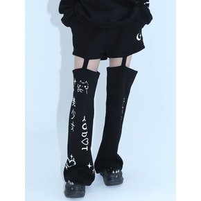 0 7 cut out emoji pants - BLACK