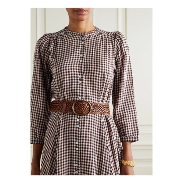 우븐 가죽 벨트 탠 브라운 46376663162858101