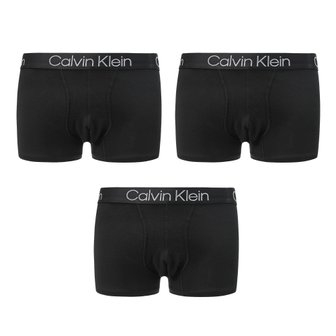 Calvin Klein [캘빈클라인] CK 스트럭처 코튼 3팩 트렁크 남성 팬티 블랙 NB2970-7V1