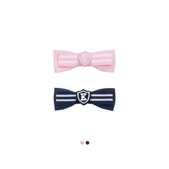 키앙 세일러 더블 리본 헤어핀(Pink/Navy)