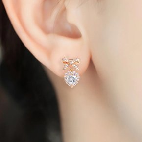 14k 리본 하트 글로우 귀걸이 [주문제작]