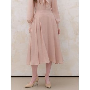 Chiffon Tucked Flare Long-Skirt / Pink Beige(2color)