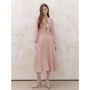 Chiffon Tucked Flare Long-Skirt / Pink Beige(2color)
