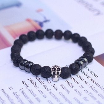  합격뱅글 해골팔찌 화산석 단체 락커패션 손목악세 (WFJ0Y9U)