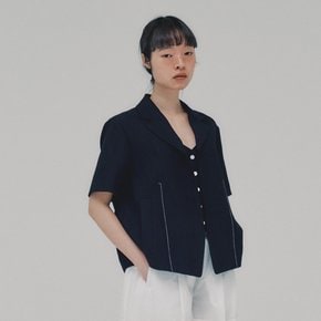 Linen-Like Vest Jacket_NAVY