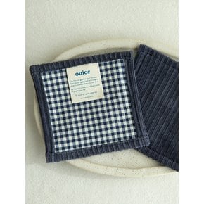 square tea coaster - corduroy navy check