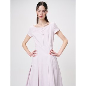 Linen Pleats Dress, Lavender Pink